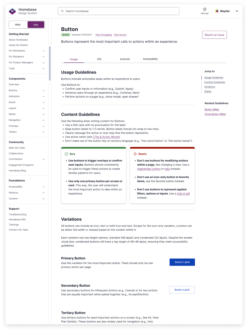 Homebase App Components Page