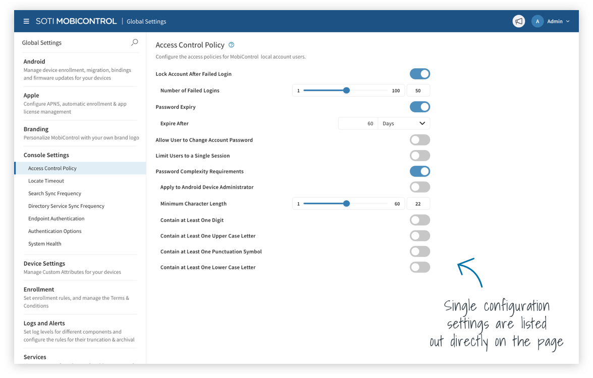 Global Settings High-fidelity Single Configuration