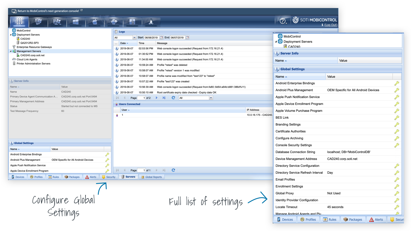 Legacy Global Settings Entry Point