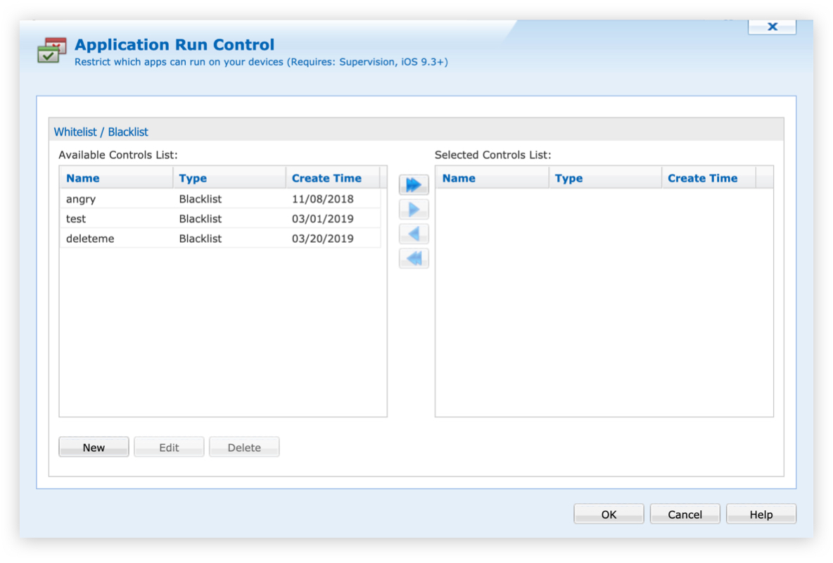 Legacy Selection Table