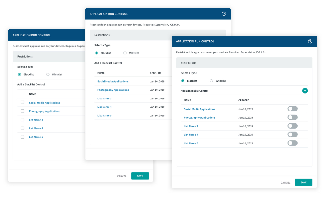 Selection Table High-fidelity Options