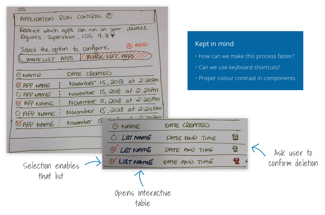 Selection Table Sketches
